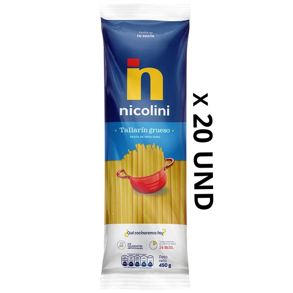 FIDEOS TALLARIN GRUESO NICOLINI 20 X 450 GR.